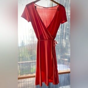 EUC Peach Knit Faux Wrap Dress Like New